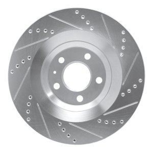 Audi S6 Brake Rotor (1) - Rear Left - R1 Concepts - Drilled & Slotted - Silver - `07-`11